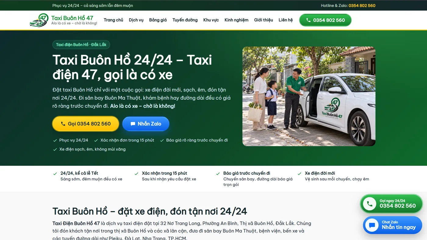 Dự án website Taxi Buôn Hồ 47