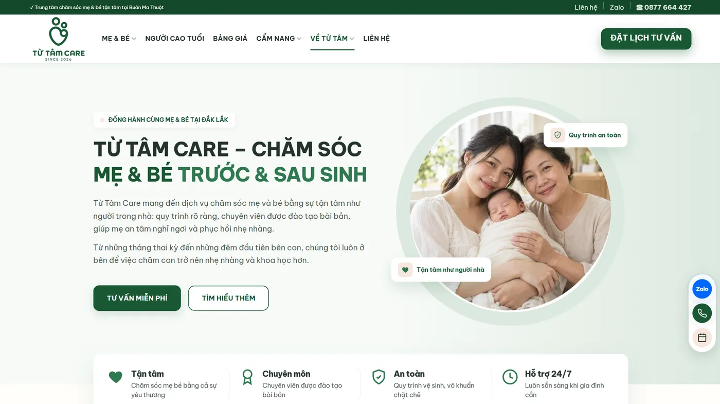 Dự án website Từ Tâm Care